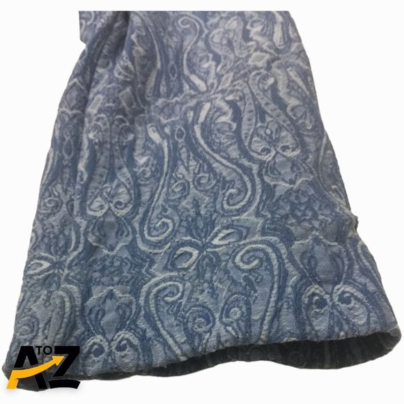 Hearts Of Palm Mens Long Sleeve Top Size 12 Blue Print Button-Up Collared Pocket - Picture 4 of 12